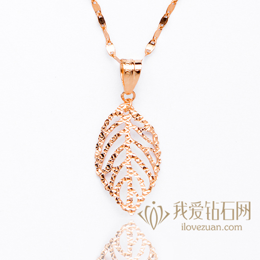 玫瑰叶子-18K彩金吊坠