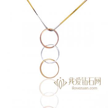 三色环-18K彩金吊坠