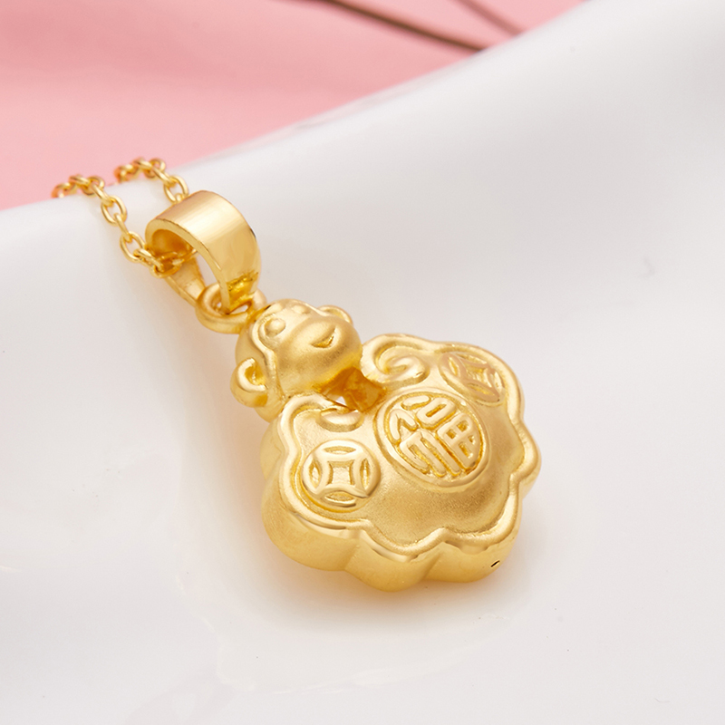 3D硬金-长命锁 福猴/足金硬金吊坠