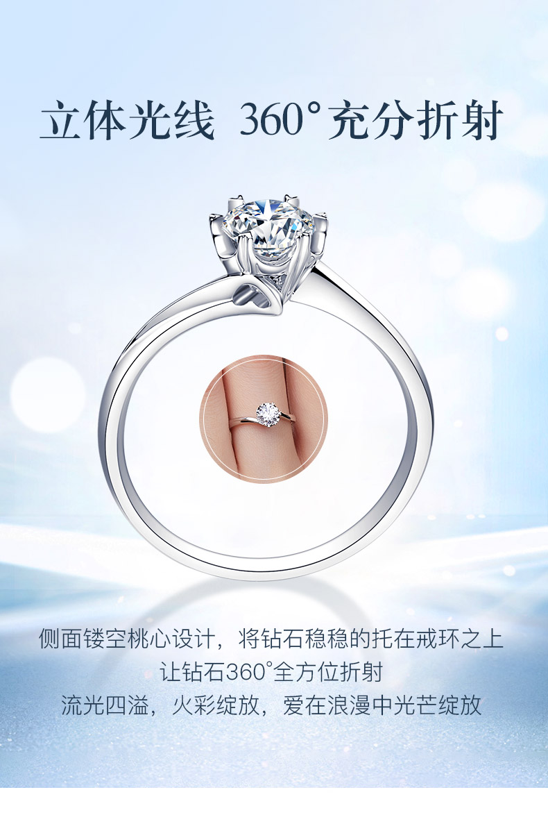 永恒之恋/18K白金钻戒/经典永恒系列/18分F-G色