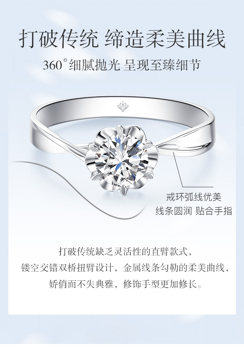 玫瑰情事/18K白金/PT950戒托