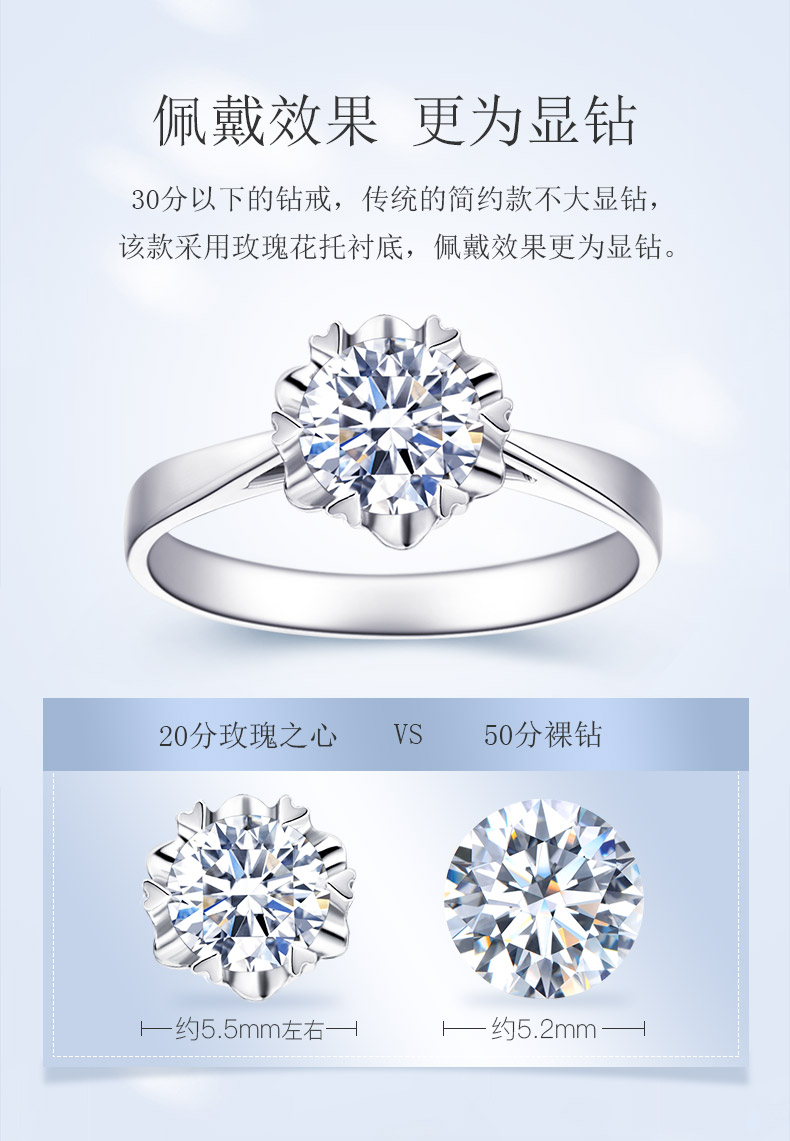 玫瑰之心/18K白金/PT950铂金戒托