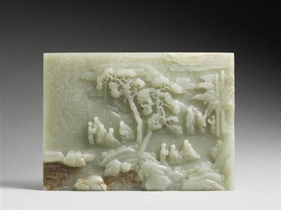 巴黎博美博物馆玉器珠宝展白玉插屏