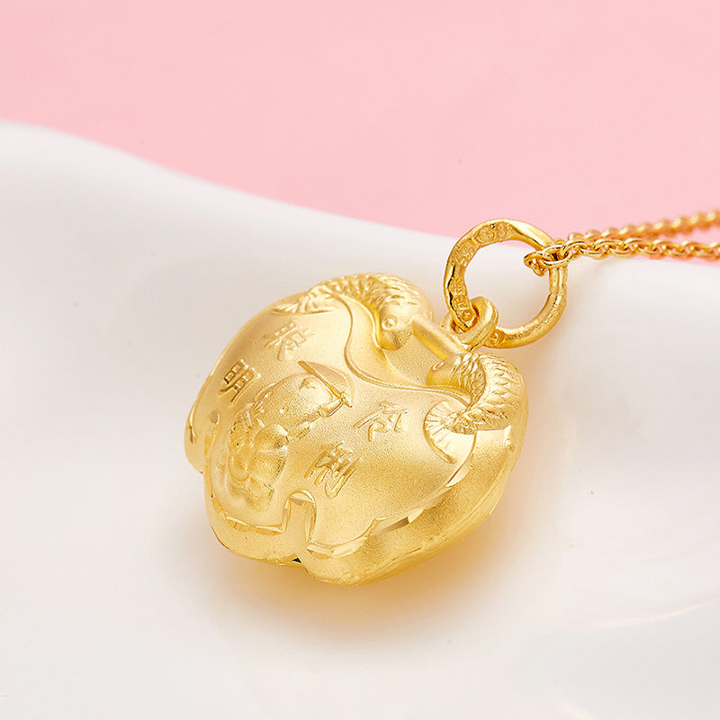3D硬金-聪明伶俐锁/足金硬金吊坠