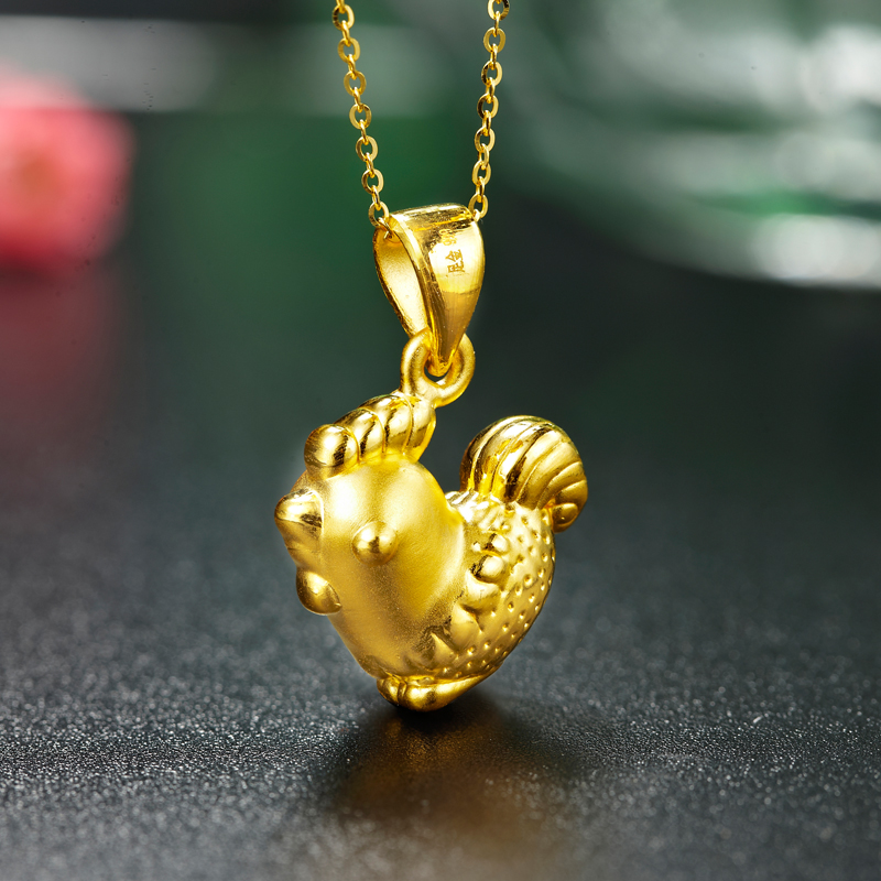 3D硬金-花公鸡/足金硬金吊坠