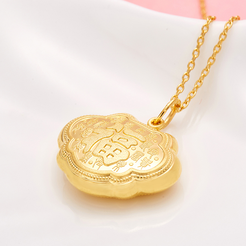 3D硬金吉祥如意锁/足金硬金吊坠