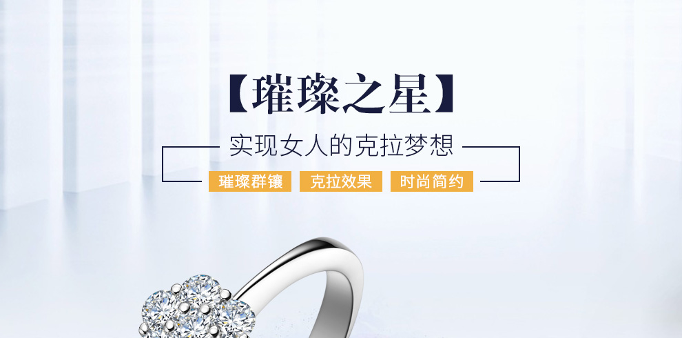 璀璨之星/18K白/1克拉效果 国检证书