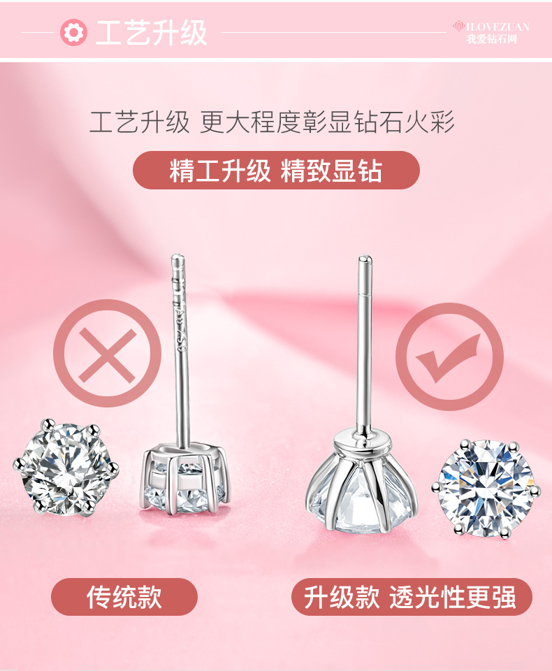 爱的皇冠/18K白金钻石耳钉/40分/I-J/SI/国检