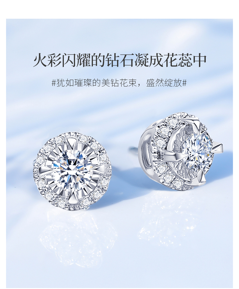 闪耀之光/18K金钻石耳钉/共约28分