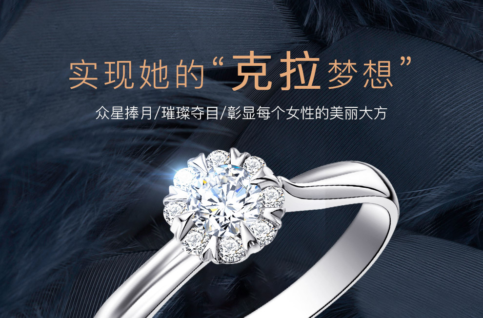 爱的绽放/18K白金/PT950铂金戒托