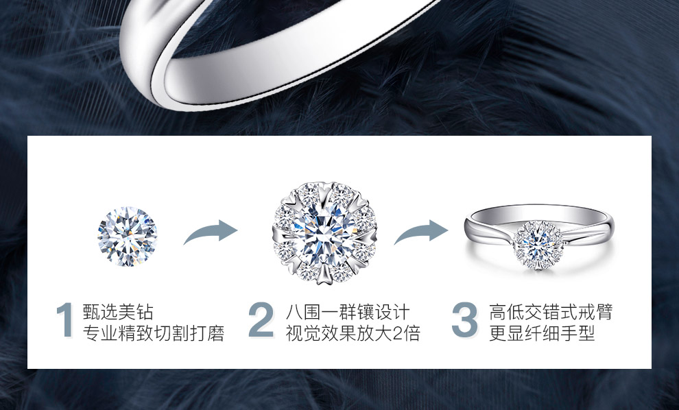 爱的绽放/18K白金/PT950铂金戒托