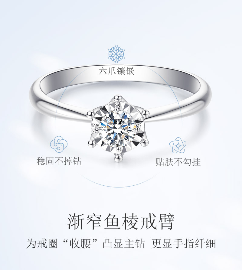 车花皇冠/18K白金钻戒 30分F-G/SI国检