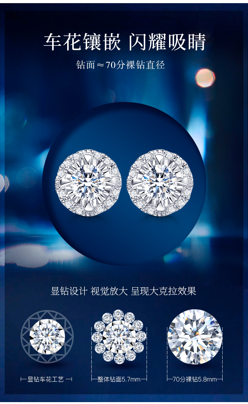 闪耀之光/18K金钻石耳钉/共约28分