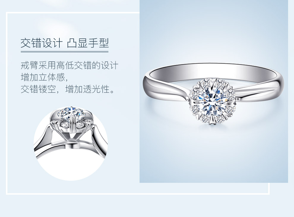 爱的绽放/18K白金/PT950铂金戒托