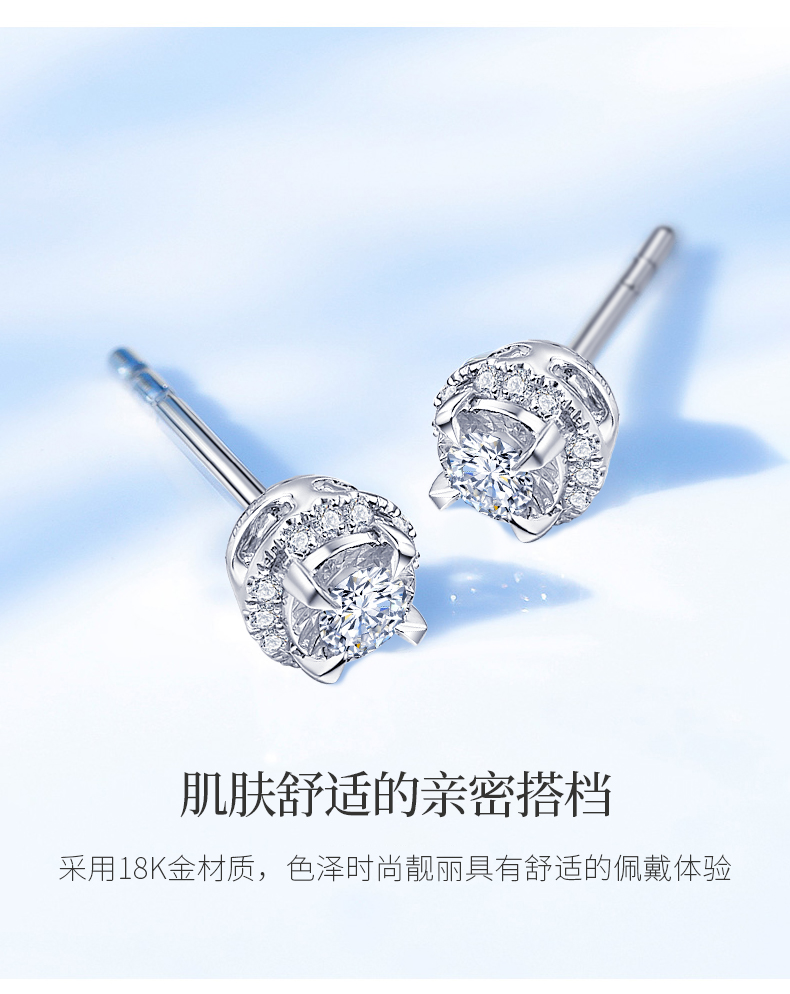 闪耀之光/18K金钻石耳钉/共约28分