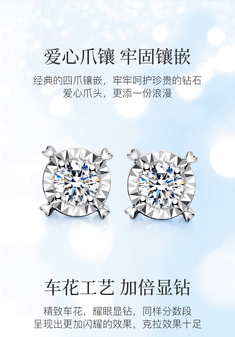 璀璨星/18K金钻石耳钉/10分一对