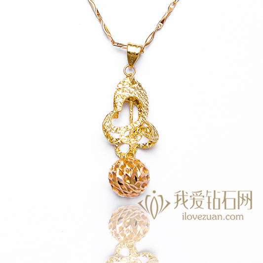 花逸蝶飞-18K彩金吊坠
