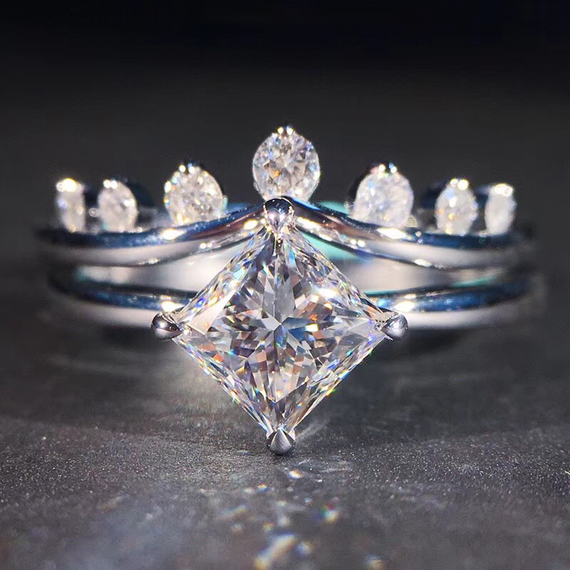 公主方皇冠女戒 一款双戴