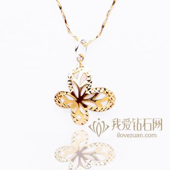 花情蝶意-18K彩金吊坠