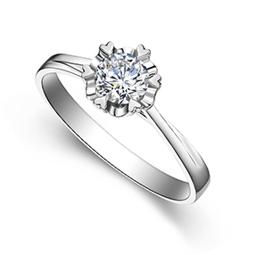 含苞欲放 显钻款/18K白金钻石女戒 30分/G色/SI1/GIA证书