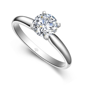 恒爱 简约款/18K白金钻石女戒 50分/SI/I-J/国检