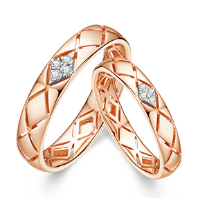 交织/18K彩金钻戒 女对戒