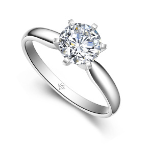 百年经典 简约款/18K白金钻石女戒70分F-G/SI国检