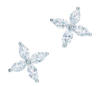 Tiffany & Co.蒂芙尼Victoria铂金钻石耳钉及戒指