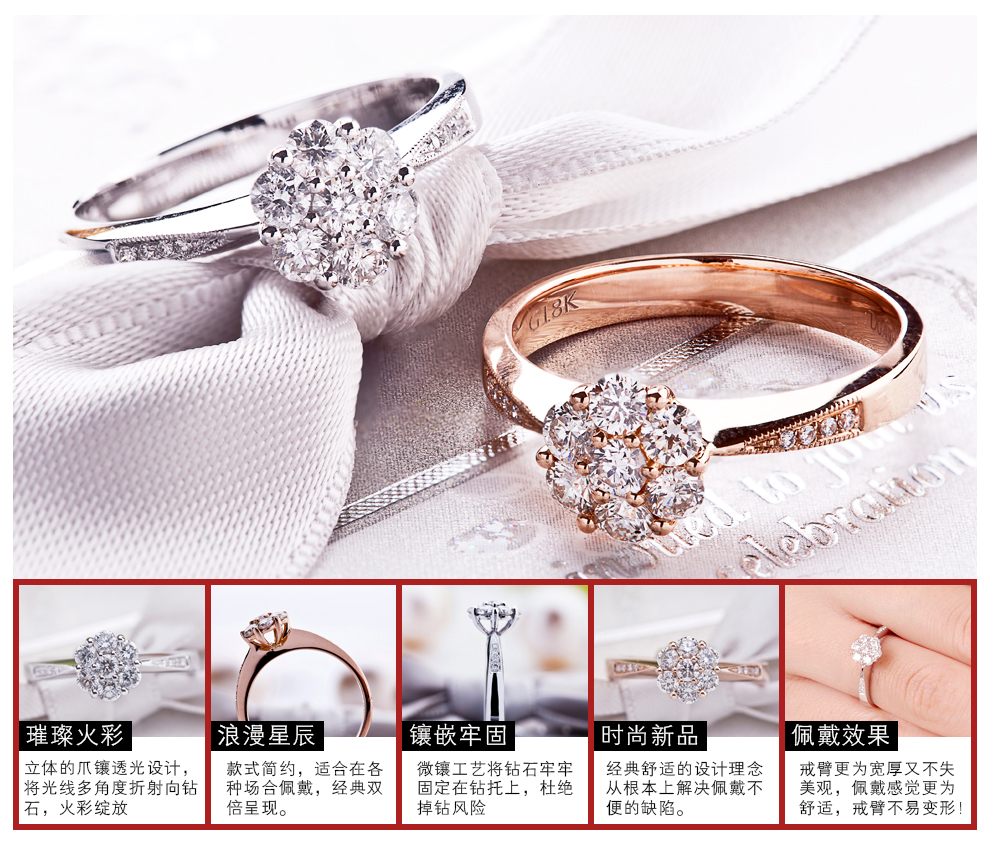 浪漫星辰/18K白金钻戒 约35分/星光系列