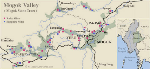 缅甸的Mogok Valley抹谷山谷地区