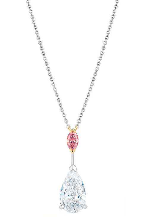 De Beers Drops of Light 系列马眼形粉色美钻吊坠