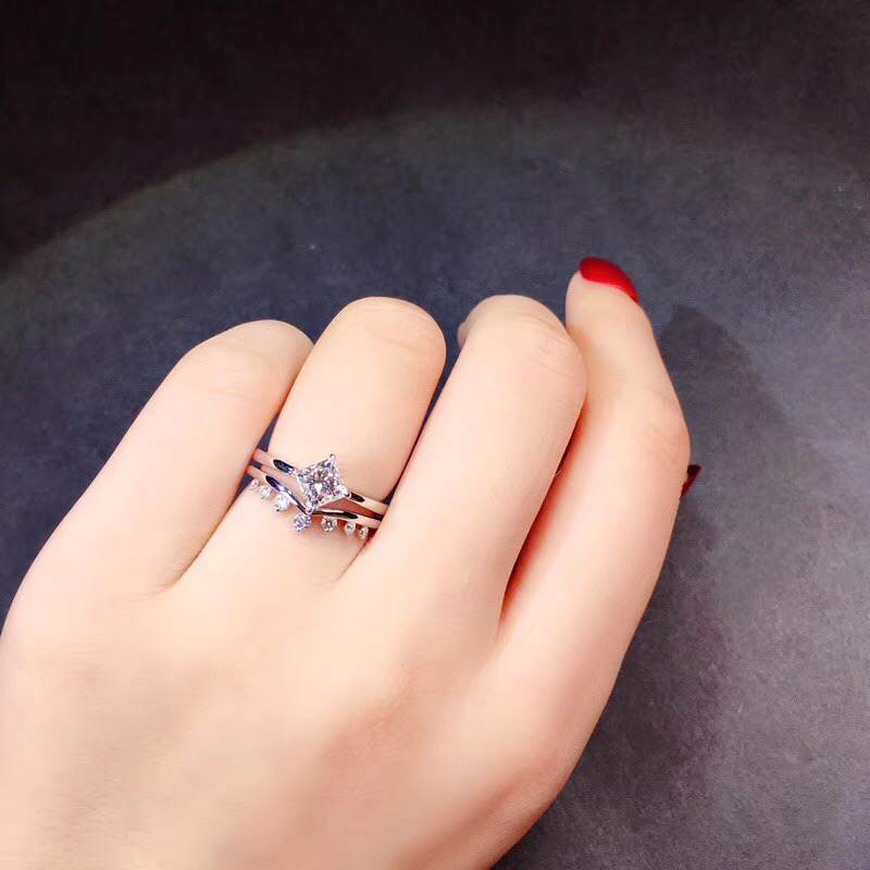 公主方皇冠女戒 一款双戴