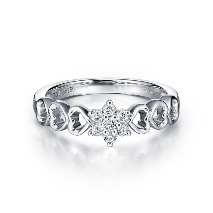 谢瑞麟钻戒/18K白金雪花钻石戒指